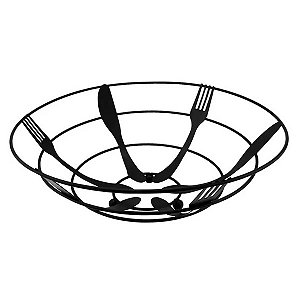 Fruteira de Mesa em Metal Aramada Design Talheres Preto