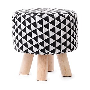 Puff Banqueta Redonda Triângulo Preto e Branco