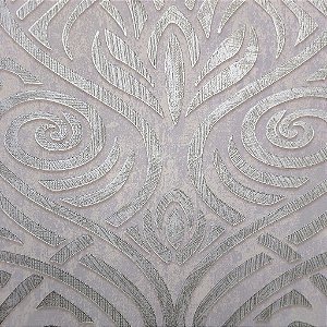 Papel de Parede Arabesco Cinza e Prata Leve Brilho - Coleção Grace 4 Kantai