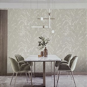 Papel de Parede Kantai Coleção White Swan Cimento Queimado Bege Escuro com Brilho Dourado