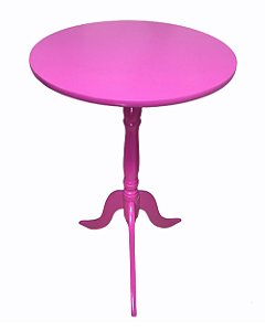 Mesa de Canto Redonda Rosa em MDF 53x30