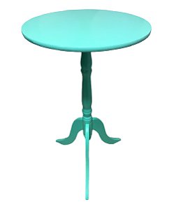 Mesa de Canto Redonda Azul Turquesa em MDF 53x30