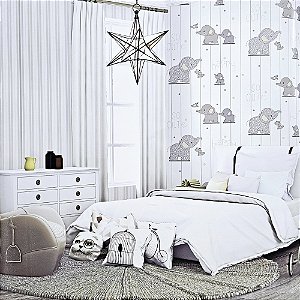 Papel de Parede Infantil Listras Cinza - Coleção Yoyo 2 Kantai