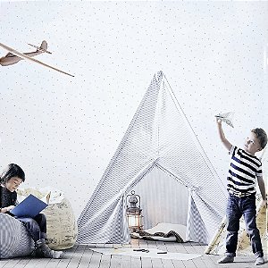 Papel de Parede Infantil Estrelas Tons de Bege e Azul - Coleção Yoyo 2 Kantai