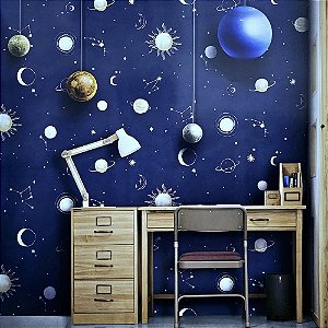 Papel de Parede Infantil Espaço Azul Marinho - Coleção Yoyo 2 Kantai