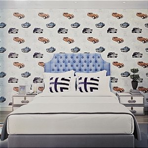 Papel de Parede Infantil Carros Antigos Colorido - Coleção Yoyo 2 Kantai