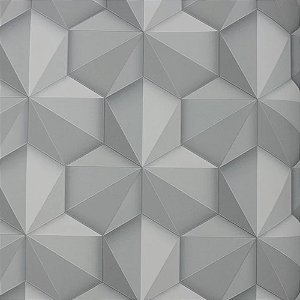 Papel de Parede Geométrico 3D Cinza - Coleção Grace 4 Kantai