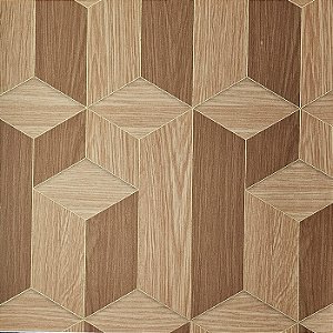 Papel de Parede Kantai Coleção White Swan 3D Geométrico Terracota com Fio Dourado