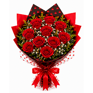 Buquê com 10 Rosas Vermelhas