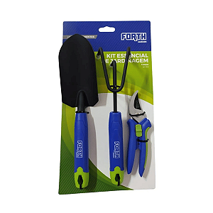 Kit Completo para Jardinagem Forth – Pá, Ancinho e Tesoura Resistente