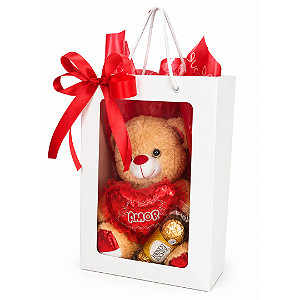 Sacola de Ursinho Vermelho e Ferrero Rocher