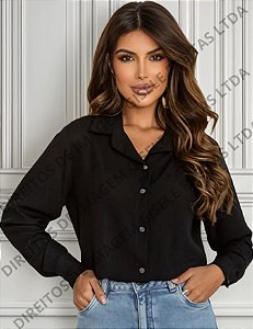 Camisa Social Feminina Manga Longa Sem Bolsos Produzida em Viscolinho Premium