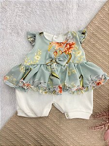 Macacão Curto Estampado Modelo Vestido para Menina - Verão e Banho de Sol