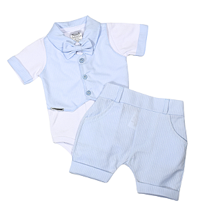 Conjunto Social para Bebês - Body, Colete, Bermuda e Gravata Borboleta