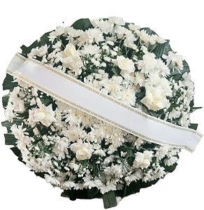 Coroa de Flores para Velório Simples - Branca