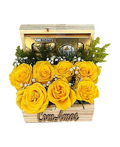 Bau com Rosa Amarela e Ferrero Rocher