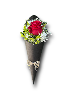 Arranjo de Rosa Vermelha no Cone