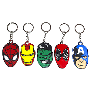 Kit 05 Chaveiros Super Heróis Marvel