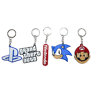Kit 05 Chaveiros Personagens Videogames