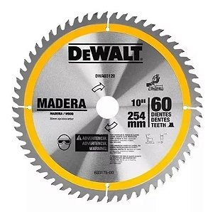 Lâmina de Serra Circular 254mm (10") 60 Dentes para Madeira DEWALT - DWA03120