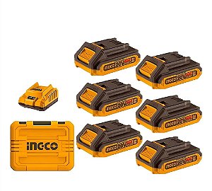 KIT 6 BATERIAS 2.0AH E CARREGADOR 20V P20S INGCO - FBCLI2062-9