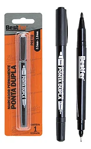 MARCADOR PERMANENTE PONTA DUPLA 0,5MM/1MM - PRETO - BFH3045