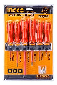 JOGO DE CHAVES DE FENDA E PHILLIPS ISOLADAS INGCO COM 6 PECAS - HKISD0608
