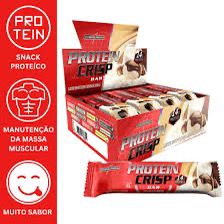 ntegralmédica - Barra de Proteína Whey Protein Crisp Bar Leite em pó com creme de avelâ - Snack Proteíco - Pré e Pós-Treino - Display com 12 Unidades