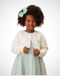 Casaco Teddy com pérolas 1/4 Off White Cattai