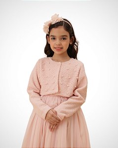 Casaco Teddy com pérolas 1/4 Salmon Cattai