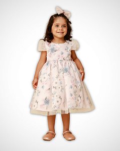 Vestido Estampado com Tule de estrelas Cattai