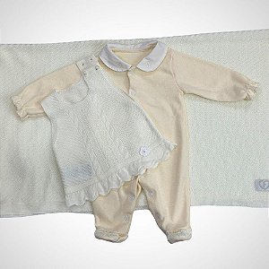 Saída Maternidade 3 peças Valentina Marfim Natural