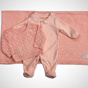 Saída Maternidade 3 peças Lavinia Salmão Pale Rose