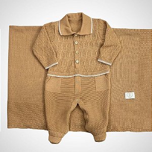 Saída Maternidade 2 peças Heron Caramelo