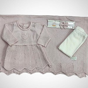 Saída Maternidade 4 peças Carmem Rosa Pastel