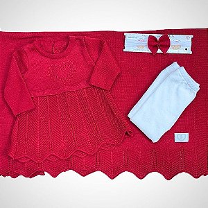 Saída Maternidade 4 peças Carmem Vermelho Red Nigth