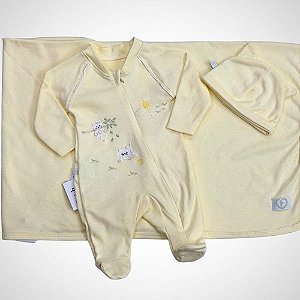 Saída Maternidade 3 peças Bebezinho Amarelo Pó