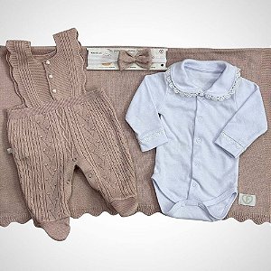 Saída Maternidade 4 peças Luana Nude Una