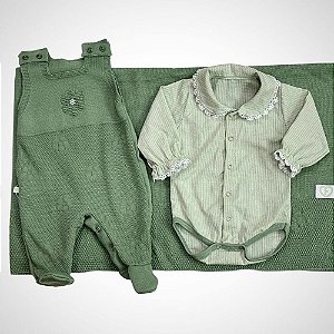 Saída Maternidade 3 peças Angela Verde Folha