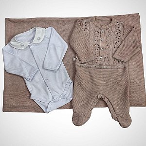 Saída Maternidade 3 peças Clara Nude Una