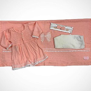 Saída Maternidade 4 peças Alícia Salmão Pale Rose