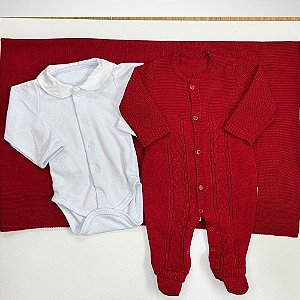 Saída Maternidade 3 peças Baby Fofinho Vermelho Red Night