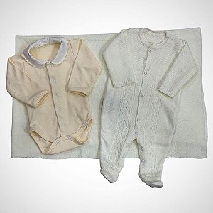 Saída Maternidade 3 peças Baby Fofinho Marfim Natural