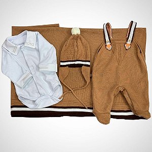 Saída Maternidade 4 peças Fabinho Caramelo