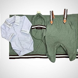 Saída Maternidade 4 peças Fabinho Verde Folha