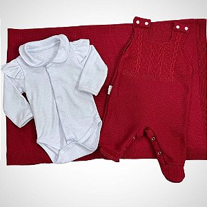 Saída Maternidade 3 peças Beatriz Vermelho