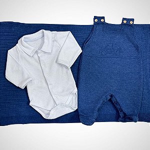 Saída Maternidade 2 peças Bernardo Azul Marinho