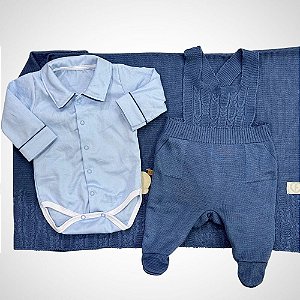 Saída Maternidade 3 peças Bernardo Azul Tirreno