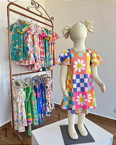 Vestido lady xadrez flor