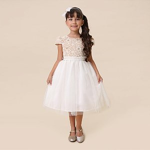 VESTIDO COM CINTO BORDADO COM ARROZ